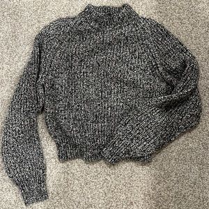 Black mock neck marbled sweater